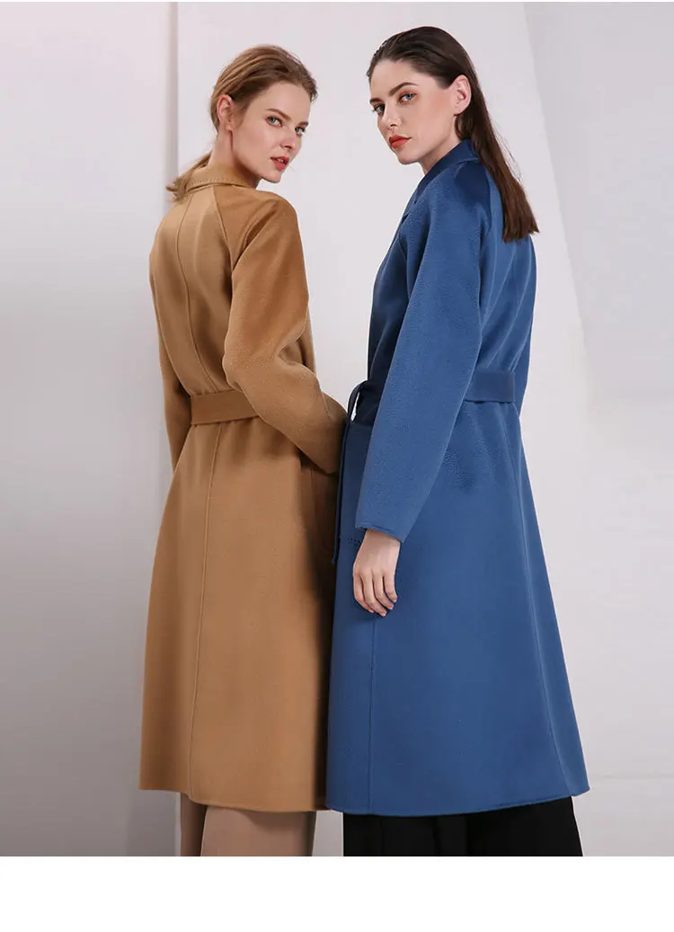 2026 Winter New Women's Water Ripple Double-sided Cashmere Wool Coat Ladies‘ Long Jackets Coats 95% Wool+5% Cashmere - Image 4
