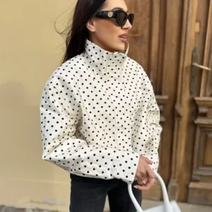 Women's Jackets Fashion Polka Dot Bomber Jacket Spring Women Long Sleeve Loose Jackets Coats Streetwear Female Outerwear Tops