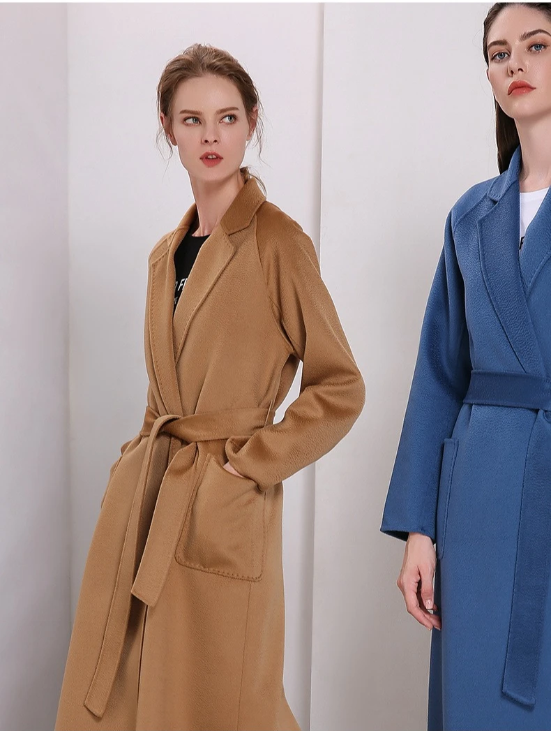 2026 Winter New Women's Water Ripple Double-sided Cashmere Wool Coat Ladies‘ Long Jackets Coats 95% Wool+5% Cashmere - Image 3