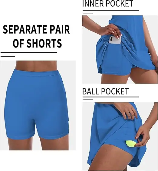 Tennis Dress for Women, Tennis Golf Dresses with Built in Shorts and Pockets for Sleeveless Workout athletic Dresses - Image 4