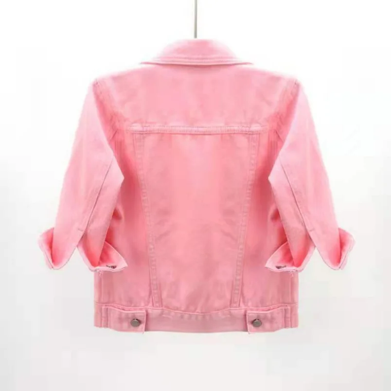 Women Denim Jacket Spring Autumn Short Coat Pink Jean Jackets Casual Tops Purple Yellow Purple Blue Loose Tops Lady Outerwear - Image 5
