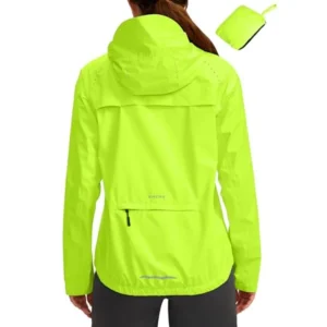 Bikewa Women's Cycling Rain Jackets Waterproof Windbreaker Lightweight Running Windproof Reflective Jacket Packable Hooded