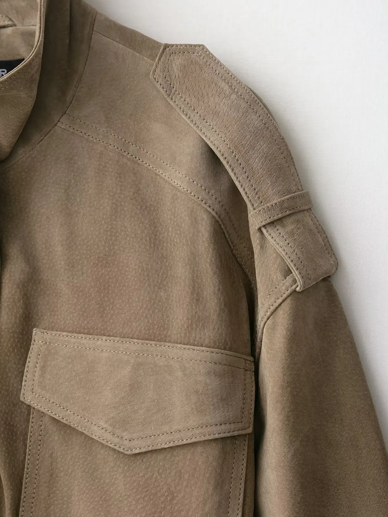 KONDALA Chic Suede Women Bomber Jacket Women Long Sleeve Pockets Straight Loose Coat Fashion 2025 Fall Winter Streetwear Outwear - Image 5