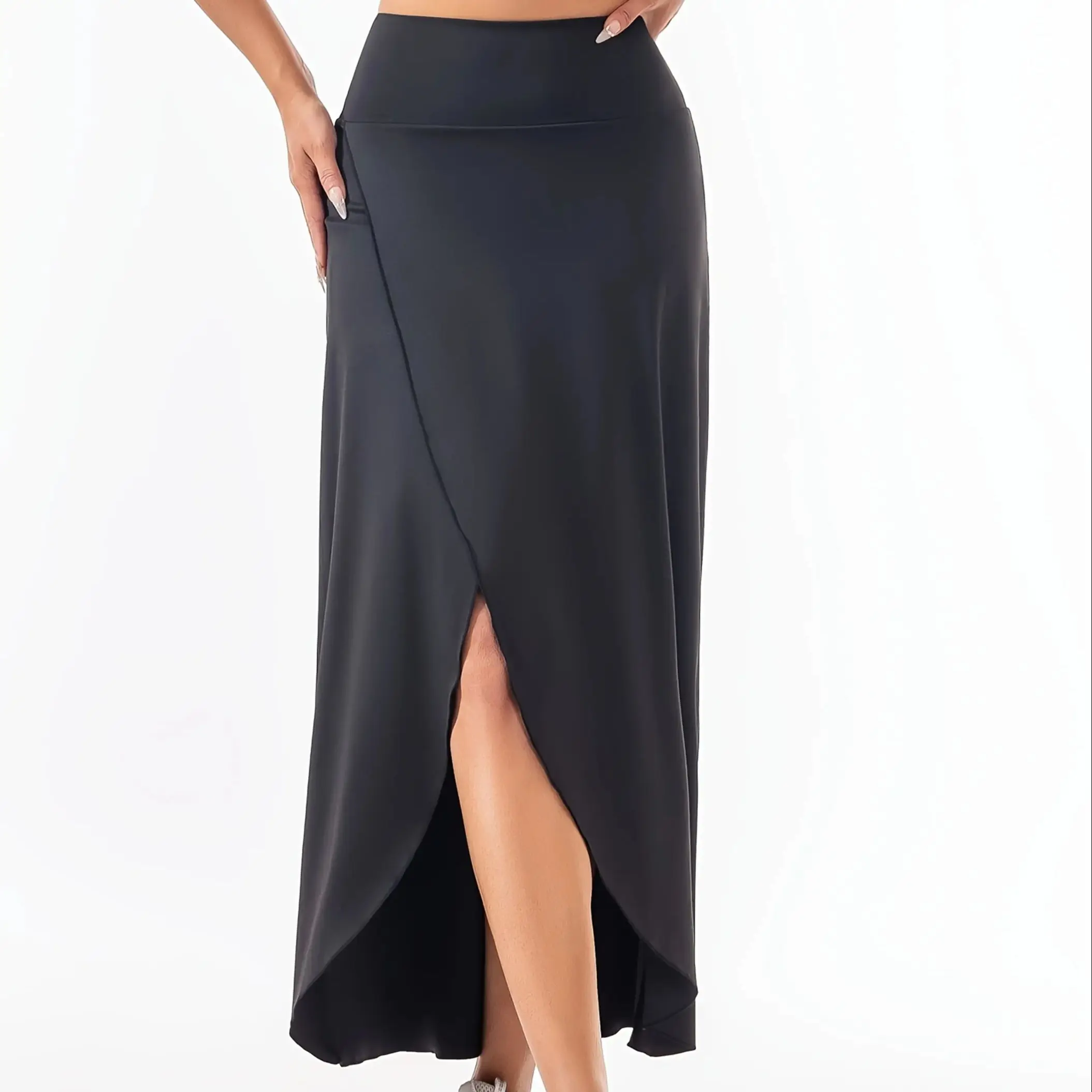 Women's High Waist A-Line Slit Sports Skirt Spring Summer New Drapey Casual Long Skirt - Image 6