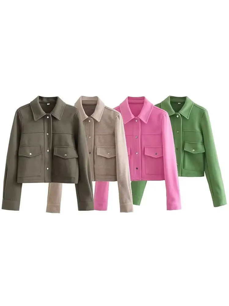 HH Jackets For Womens Autumn Fashion Solid Front Pockets Button Long Sleeve Jacket Elegant Woman Casual Outerwear Coat - Image 6