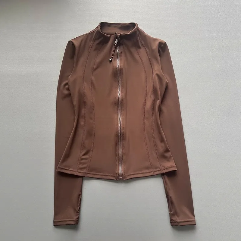 Windproof Fitted Yoga Jacket for Women-Thickened Stand Collar Long Sleeve Cardigan for Running Gym/Fall Cycling with Quick-Dry - Image 5