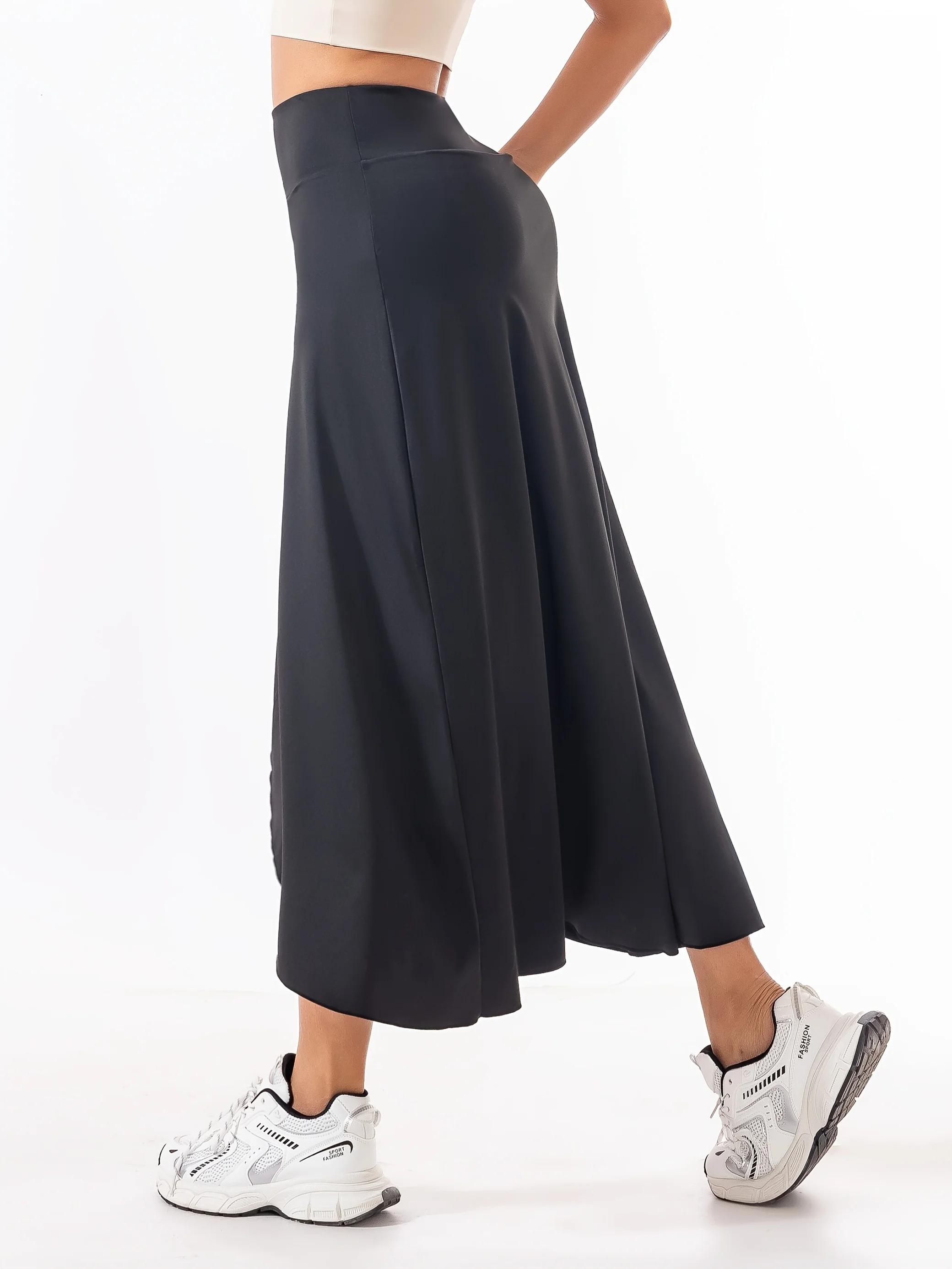 Women's High Waist A-Line Slit Sports Skirt Spring Summer New Drapey Casual Long Skirt - Image 2
