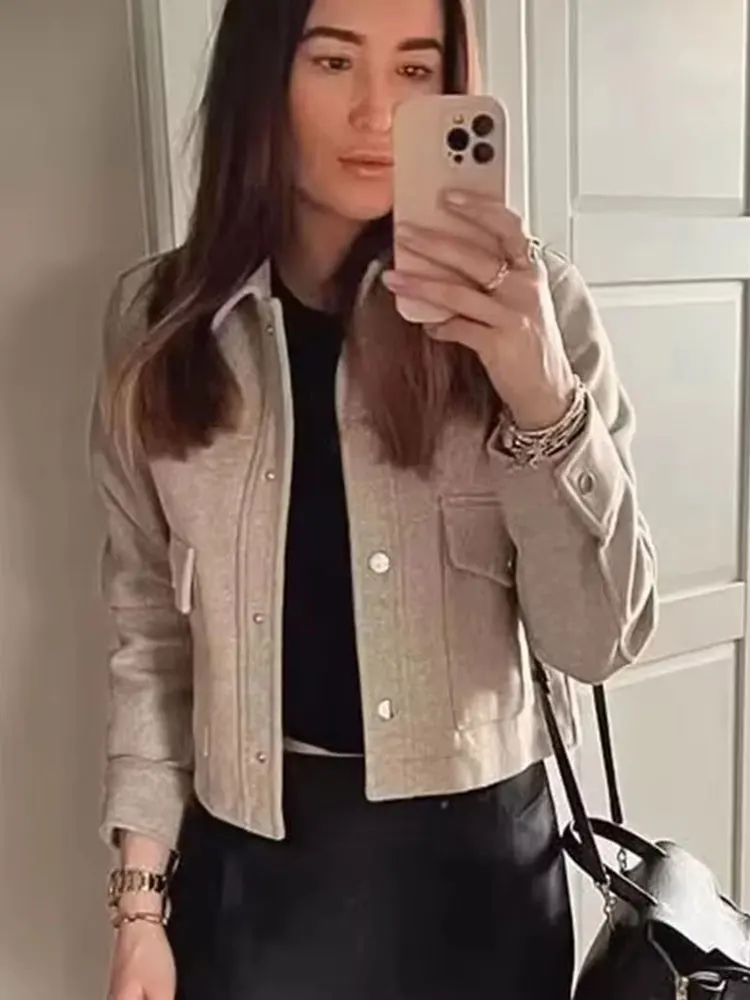 HH Jackets For Womens Autumn Fashion Solid Front Pockets Button Long Sleeve Jacket Elegant Woman Casual Outerwear Coat - Image 3