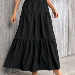Women's Flounce Hem Skirt - Bestseller Solid Color High Waist A-Line Skirt, Casual Loose Fit & Versatile for Daily Outfits