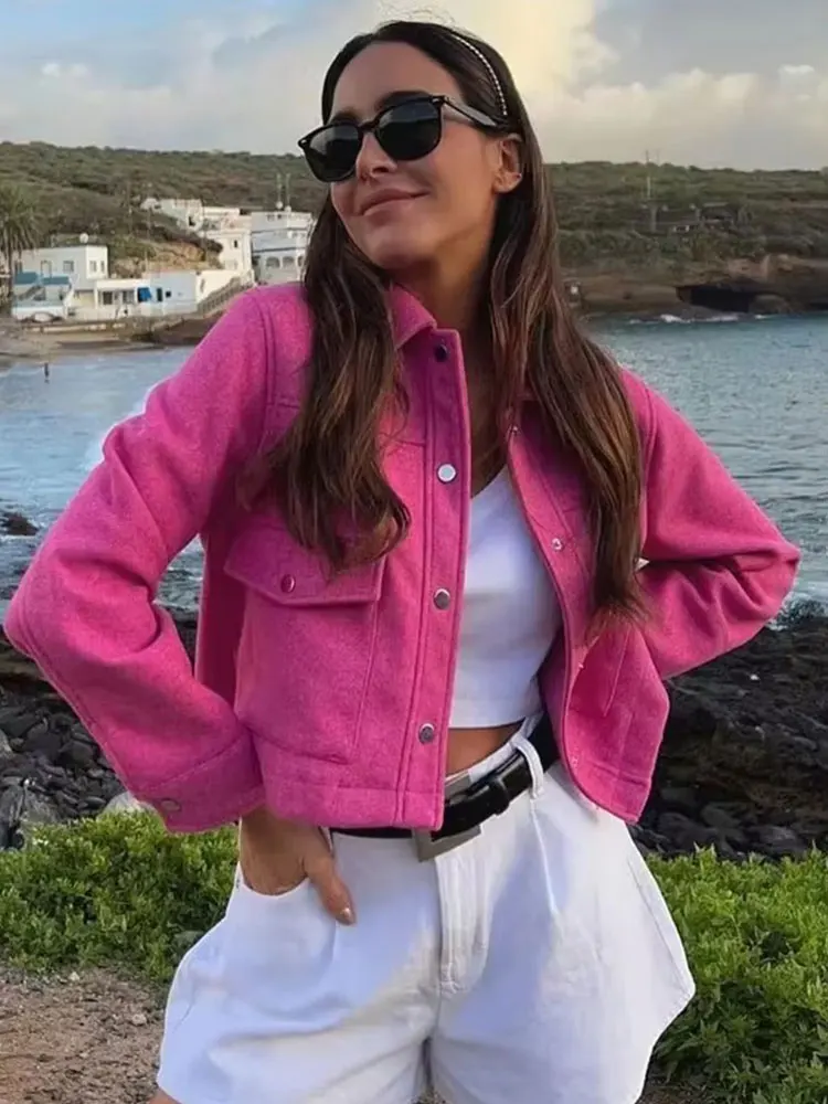 HH Jackets For Womens Autumn Fashion Solid Front Pockets Button Long Sleeve Jacket Elegant Woman Casual Outerwear Coat - Image 4