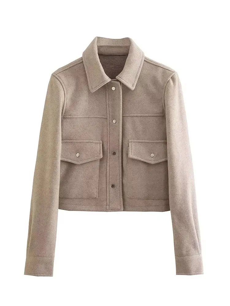 HH Jackets For Womens Autumn Fashion Solid Front Pockets Button Long Sleeve Jacket Elegant Woman Casual Outerwear Coat